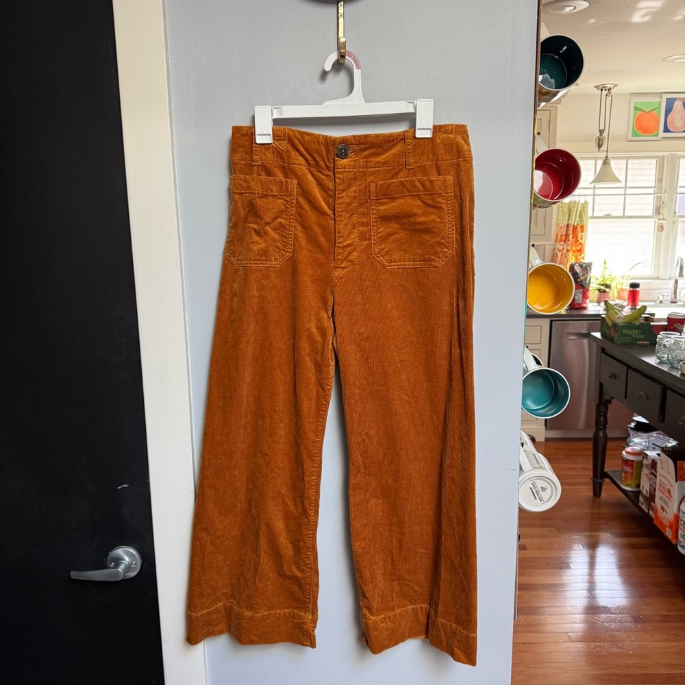 Anthropologie Colette Corduroy Pants Rust cropped